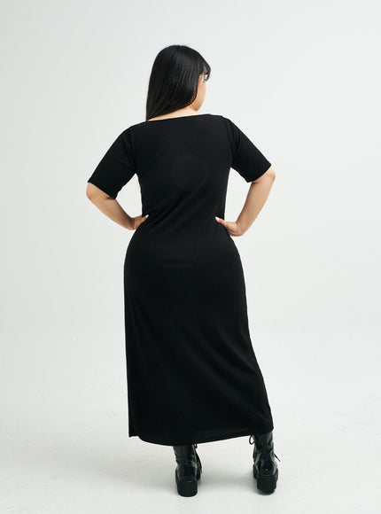 Plus Square Neck V Strap Maxi Dress IY24