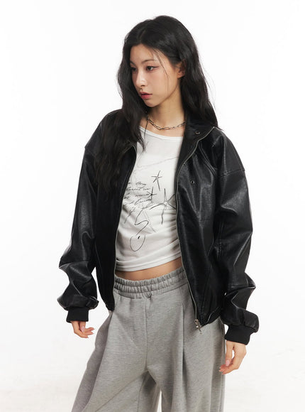 Refined Button-Up Leather Jacket CS412