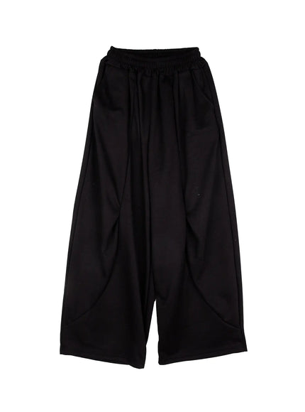 pin-tuck-balloon-fit-sweatpants-cj523 / Black