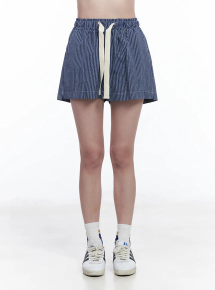 Striped Drawstring Shorts CA509