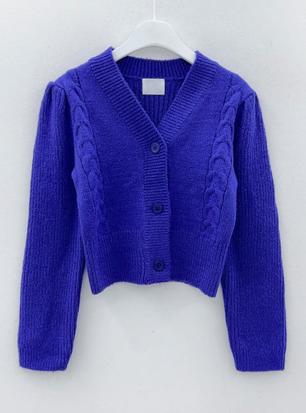 Cable Knit Cropped Cardigan J31