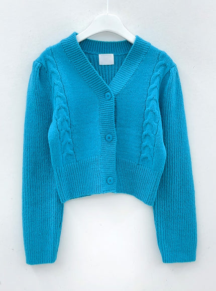 Cable Knit Cropped Cardigan J31