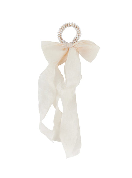 pearl-ribbon-hairband-in528 / Beige