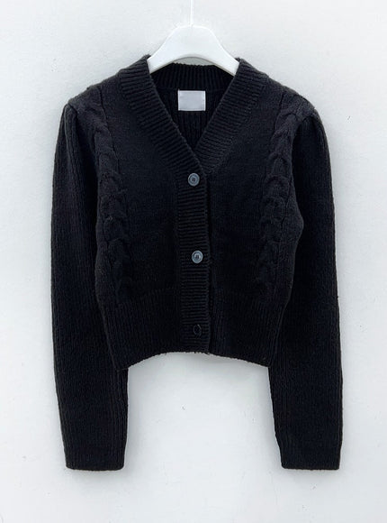 Cable Knit Cropped Cardigan J31