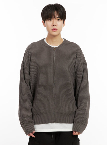 Men's Round Neck Zip-Up Sweater IJ517