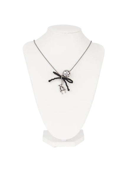 black-ribbon-ball-pendant-necklace-id529