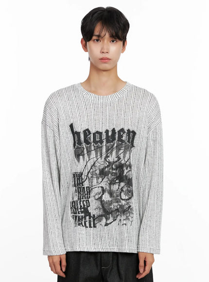 Men's Striped Graphic Knit Long Sleeve IO516