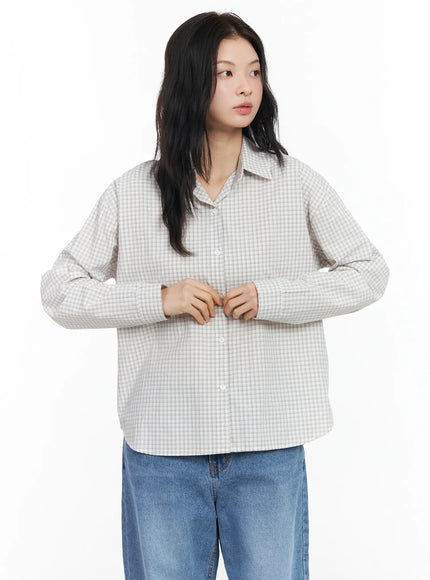 Cotton Check Button Shirt IM524