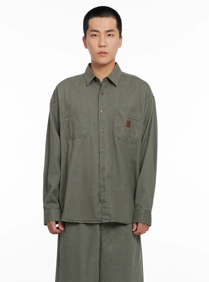 Men's Cozy Cotton Button-Up Shirt IG529