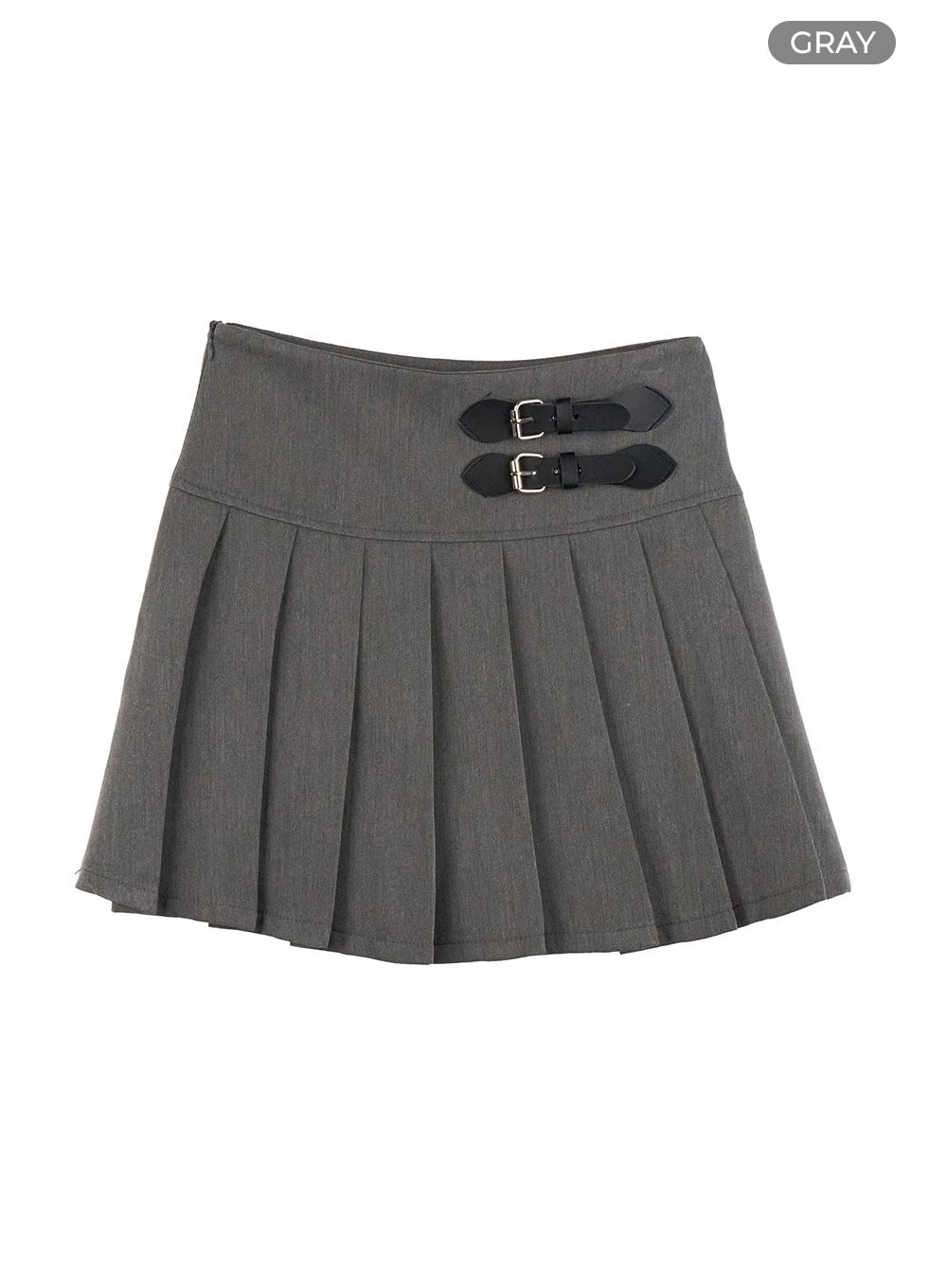 buckle-pleated-mini-skirt-is402