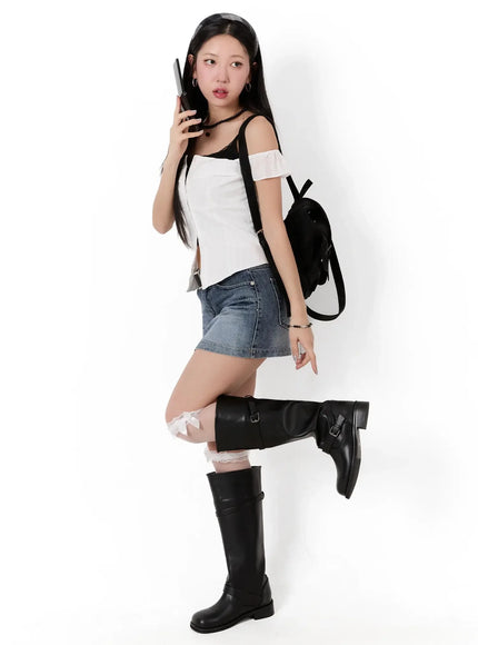 Off-Shoulder Ruffle Blouse IM509