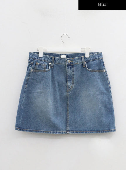 Plus Light Washed Mini Denim Skirt ID27
