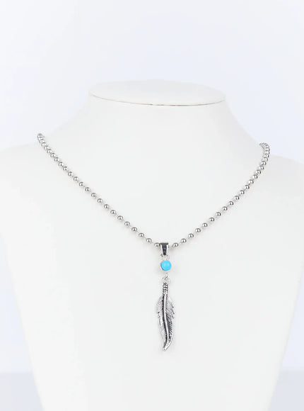 mens-turquoise-feather-pendant-necklace-ig519