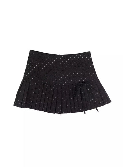Polka Dot Pleated Mini Skirt IF505