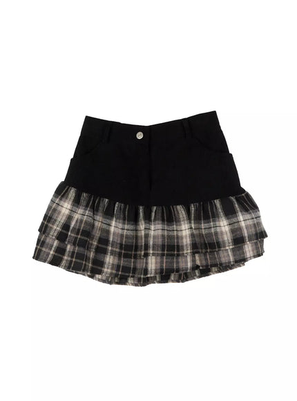 plaid-tiered-mini-skirt-id525