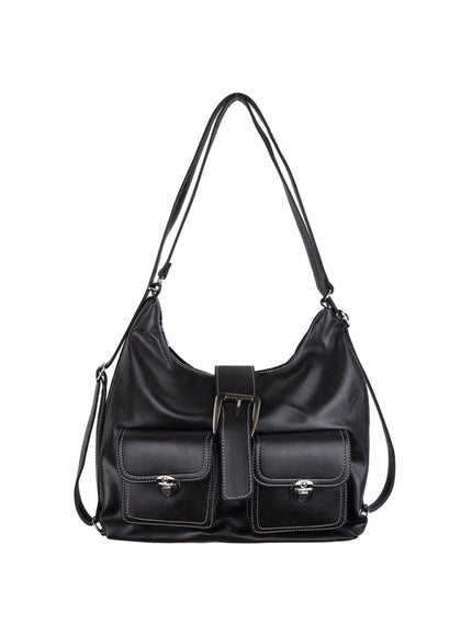 Trendy Double Pocket Shoulder Bag IJ503