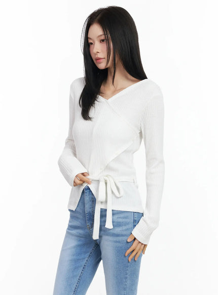 chic-v-neck-ribbed-knit-top-set-im524