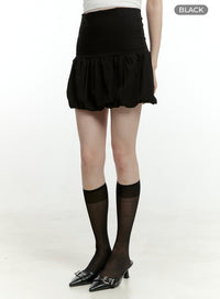 high-waist-nylon-balloon-mini-skirt-cl426