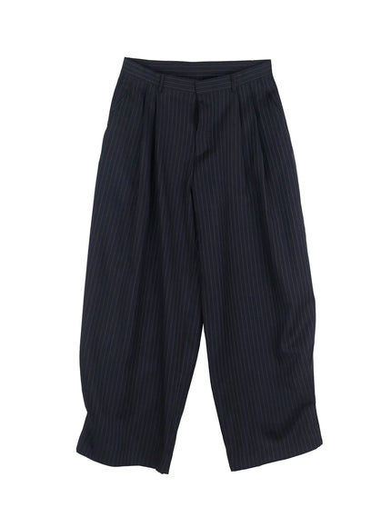 mens-striped-relaxed-fit-slacks-il521 / Black