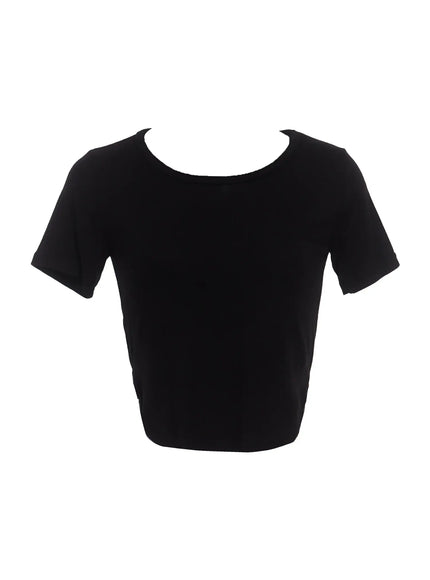 essential-cropped-round-neck-tee-ic503 / Black