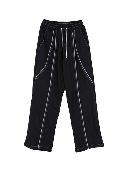 mens-reflective-line-string-nylon-pants-il511 / Black