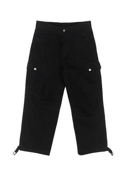 mens-wide-fit-cargo-pants-iu512 / Black