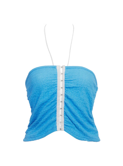hook-front-halter-crop-top-ic503 / Blue
