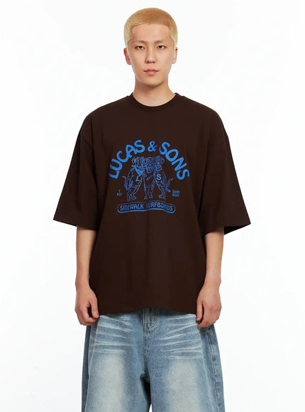 mens-lucas-graphic-oversized-tee-il514 / Brown