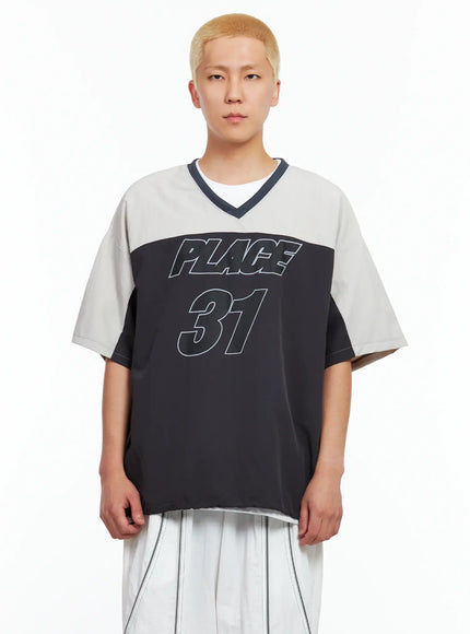 mens-nylon-v-neck-string-t-shirt-il511 / Dark gray