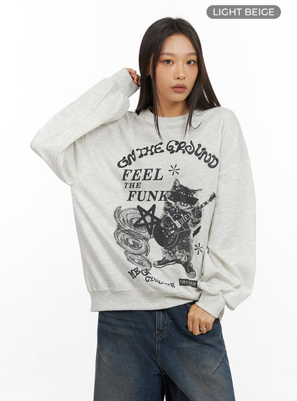 graphic-cotton-sweatshirt-is427 / Light beige