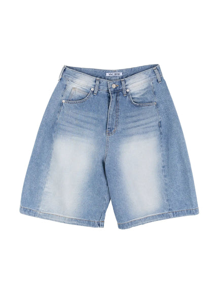 mens-side-drape-denim-jorts-il514 / Light blue