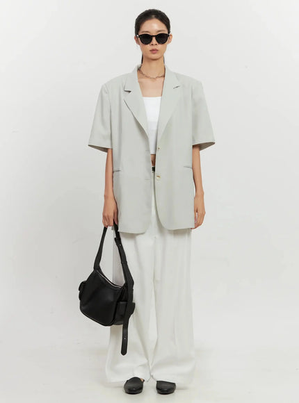 Short-Sleeve Blazer Jacket IL528