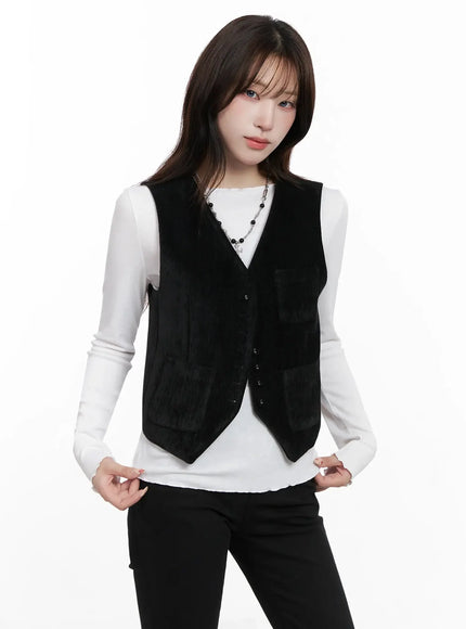 Velvet Buttoned Vest IN514