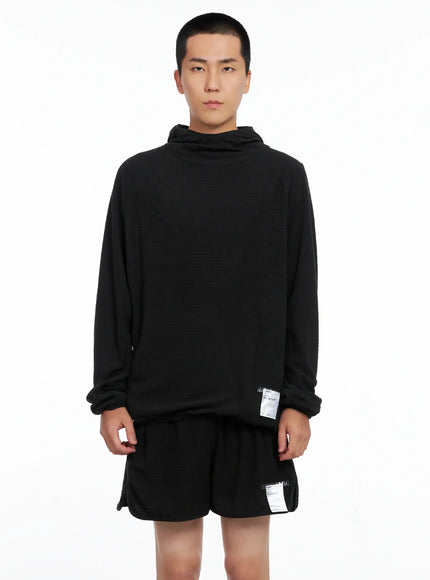 Men's Logo Detail Long Sleeve Hoodie IS502