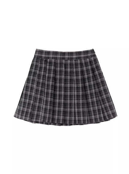 Pleated Plaid Mini Skirt IG527
