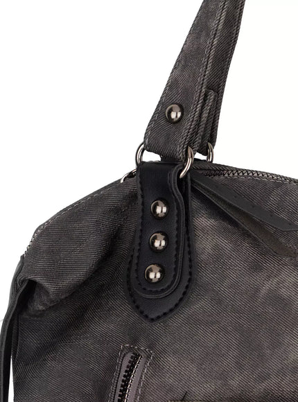 Vintage Leather Accent Shoulder Bag IM530