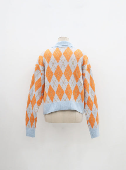 Argyle Pattern Sweater IM315