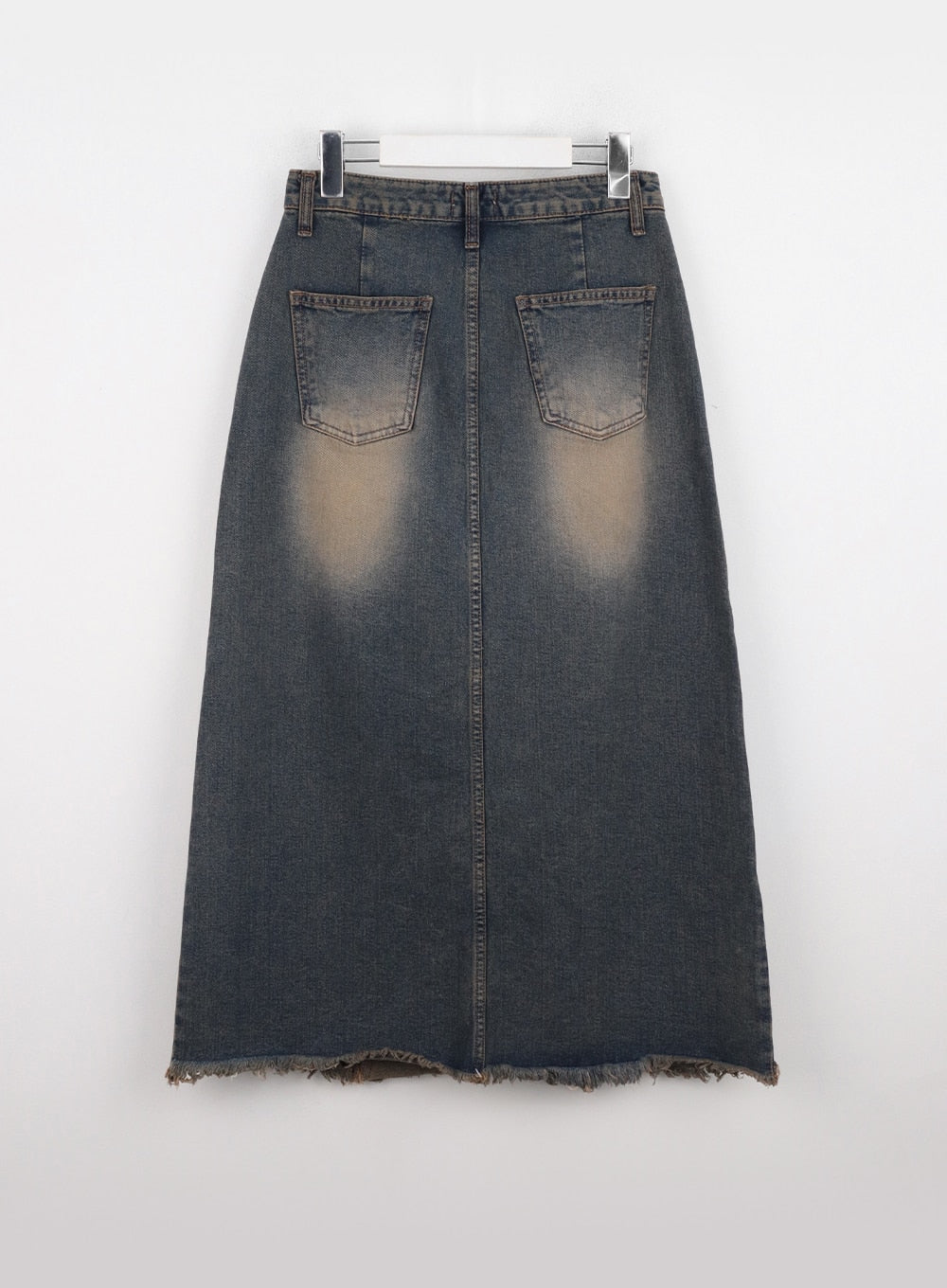 Vintage Washed Denim Maxi Skirt IO326