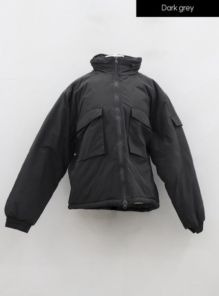 Plus Twin Front Pocket Hoodie Puffer Jacket ID27