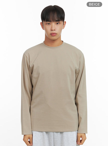 mens-basic-long-sleeve-t-shirt-io420 / Beige