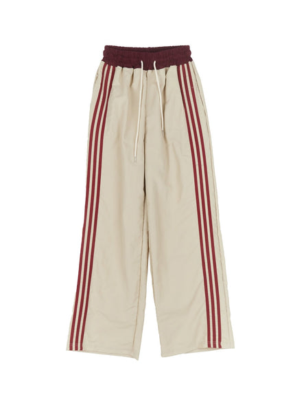 striped-nylon-track-pants-ia525 / Beige