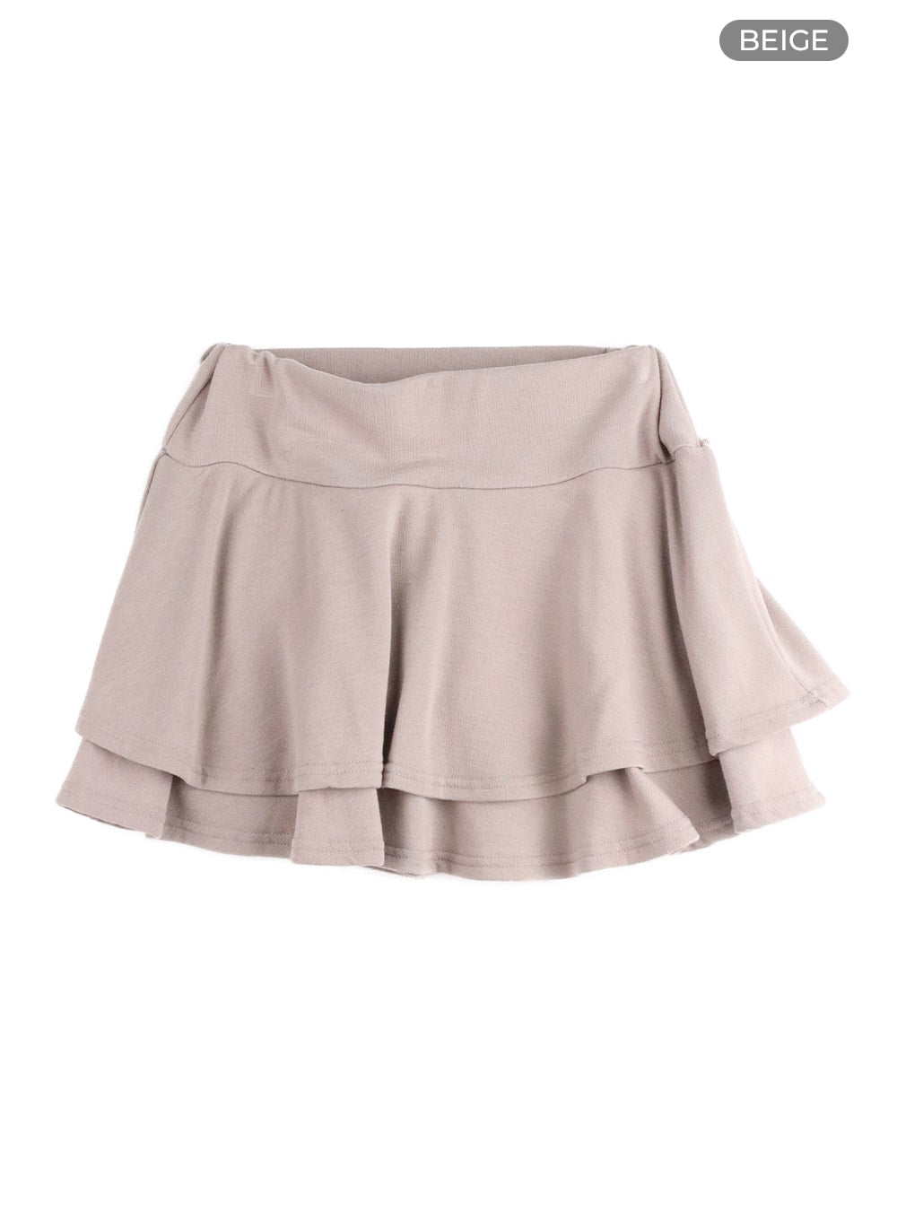 ruffle-tiered-mini-skirt-im414 / Beige