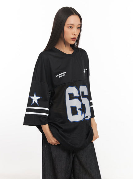 Oversized Mesh Graphic Tee IA504