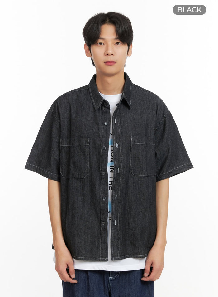 mens-denim-button-shirt-iy431 / Black