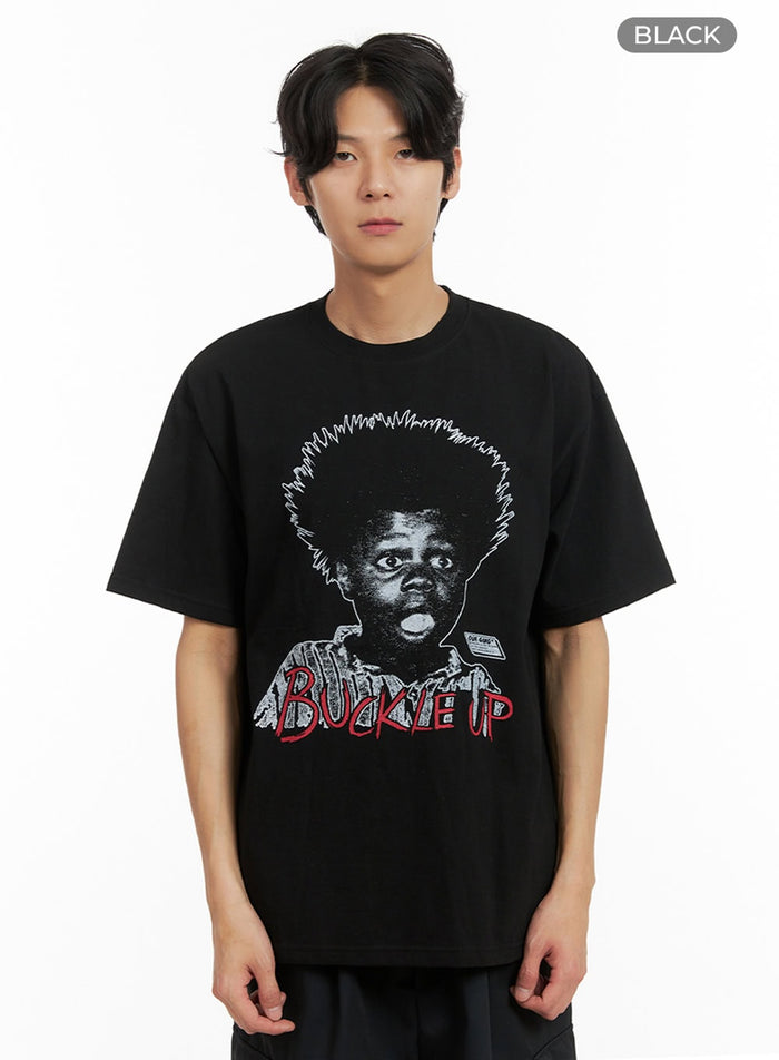 mens-oversized-graphic-t-shirt-iy402 / Black