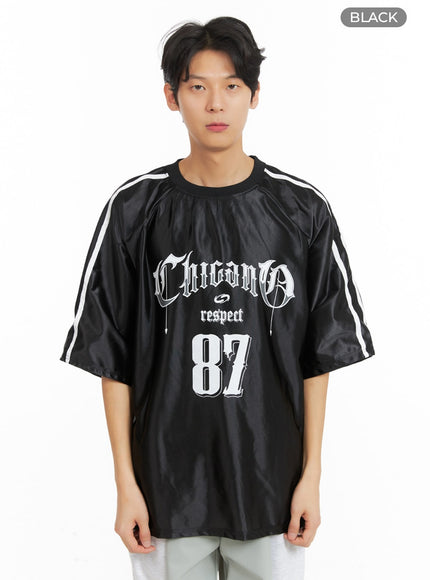 mens-metallic-graphic-top-ia401 / Black