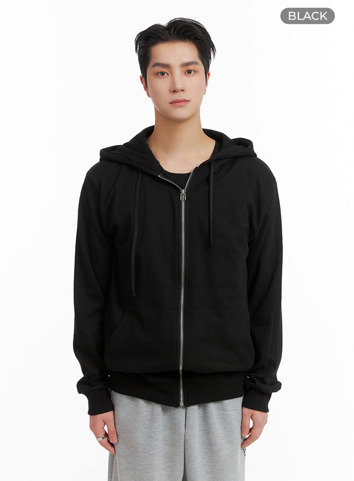 mens-classic-cotton-hoodie-jacket-ia401 / Black