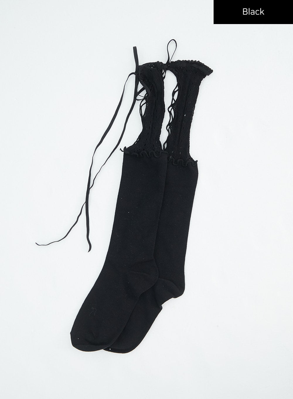 mesh-knit-layered-socks-in316 / Black