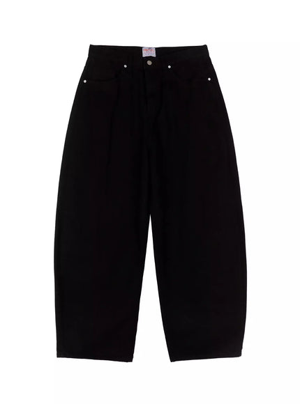 mens-wide-leg-cotton-pants-in506 / Black