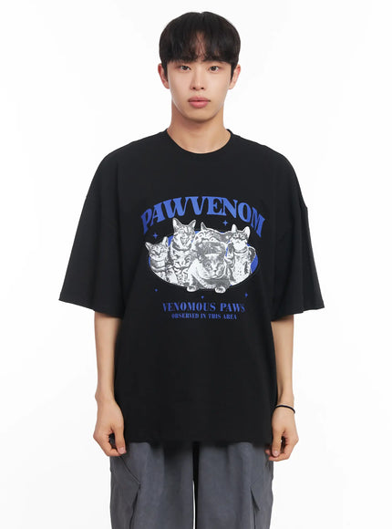 mens-kitty-graphic-t-shirt-iu519 / Black